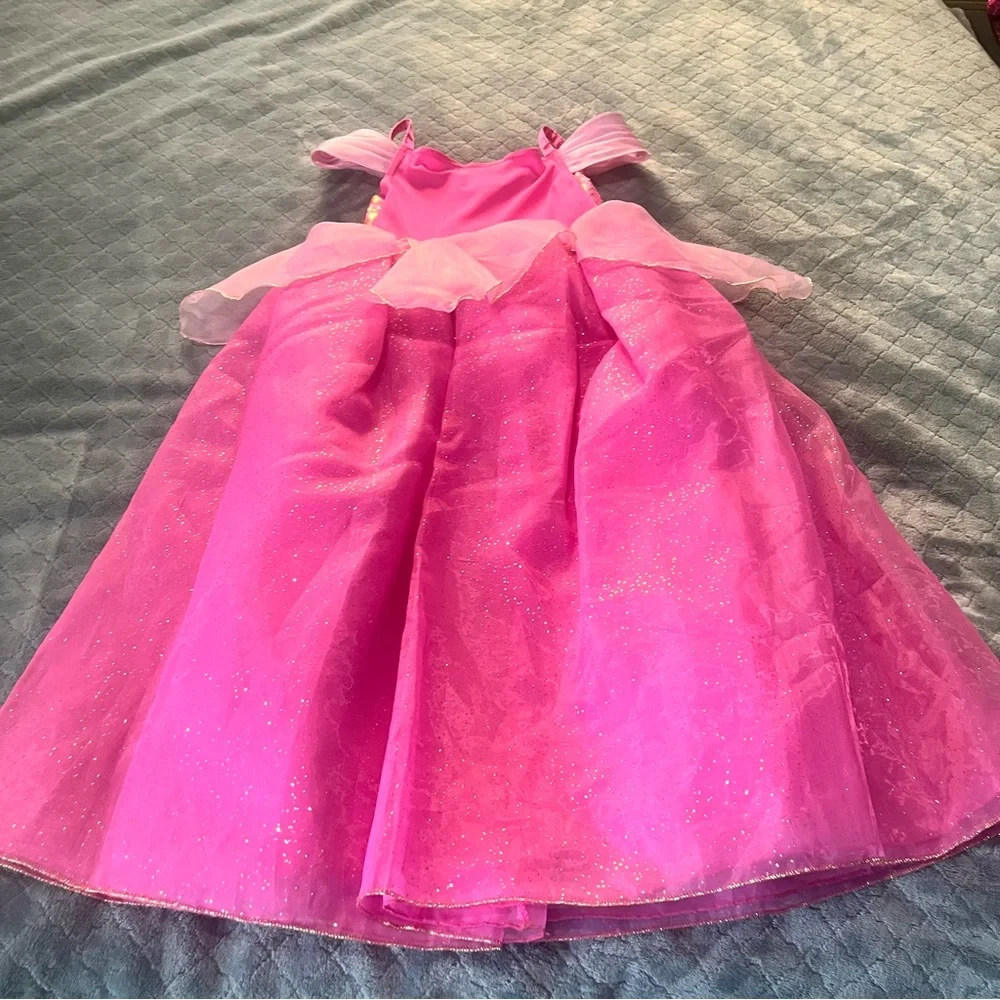 Disney Princess Aurora Sleeping Beauty Costume Dress Pink‎ Gold Sparkle Size 7/8